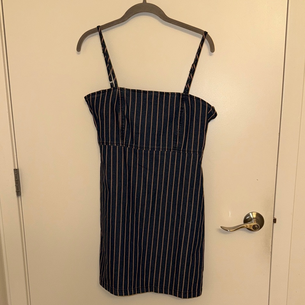 Red, White, and Blue Striped Spaghetti Strap Mini Dress